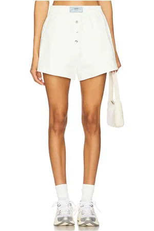 Ganni X revolve linen elasticated shorts en color ivory talla 34 en - Ivory. Talla 34 (también en 36, 38, 40).