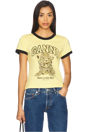 Ganni Camiseta en color amarillo talla L en - Yellow. Talla L (también en M, S, XL, XS, XXS).