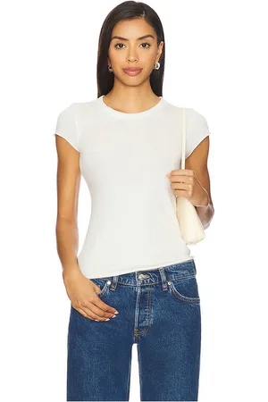 Cotton Citizen Camiseta de manga larga envolvente marbella en color blanco talla L en - White. Talla L (también en M, S, XS).