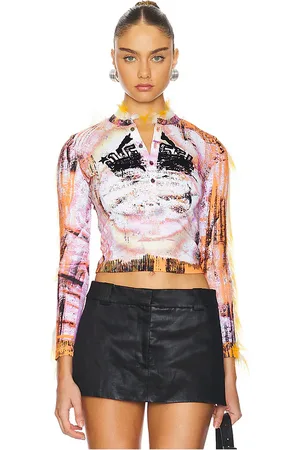 Diesel Top manga larga printed en color naranja talla S en - Orange. Talla S (también en XS).
