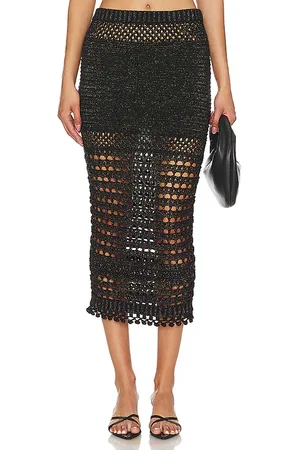 Retrofete Falda midi raya en color negro talla M en - Black. Talla M (también en S).