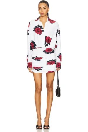 Norma Kamali Minivestido de cuello boyfriend en color blanco talla L en - White. Talla L (también en M, S, XL, XS, XXS).