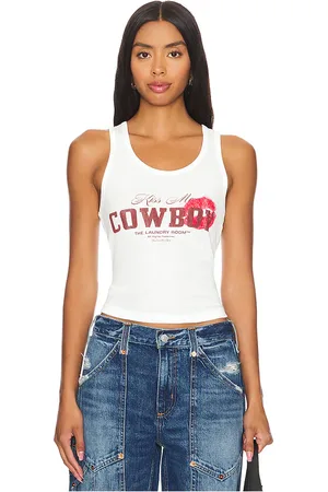 The Laundry Room Camiseta tirantes elástica kiss me cowboy en color talla L en - White. Talla L (también en M, S, XL, X