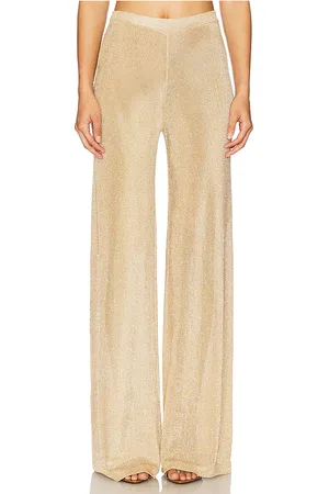 SER.O.YA Pantalones de punto metalizado sheldon en color oro metálico talla L en - Metallic Gold. Talla L (también en M, S, XL, XS, XX