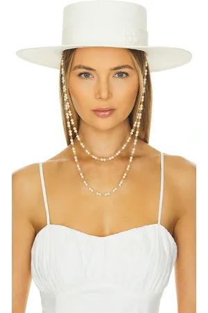 Ruslan Baginskiy Sombrero canotier con correa double chain en color talla S en - White. Talla S (también en XS).