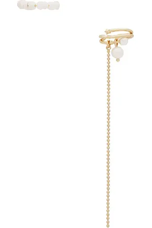 Ettika Pendiente glamour pearl and crystal en color oro metálico talla all en - Metallic Gold. Talla all.