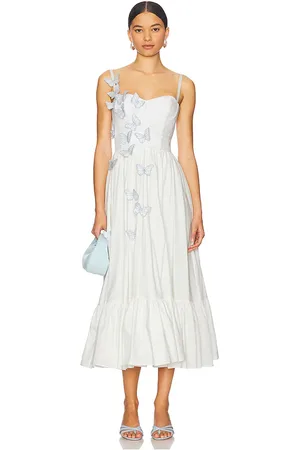 PATBO Vestido midi butterfly en color blanco talla 10 en - White. Talla 10 (también en 2, 4).