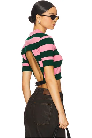 MONSE Top de manga corta con abertura en la espalda y cinturón en color multi talla L en - Multi. Talla L (también en M, S, XS).