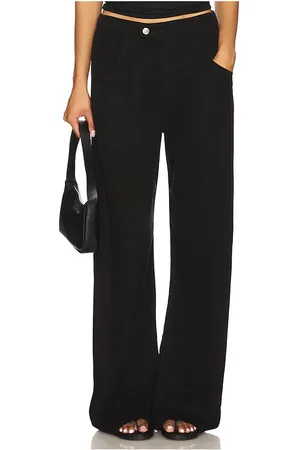 EB DENIM Pantalón de lino con lazo eddie en color talla L en - Black. Talla L (también en M, S).