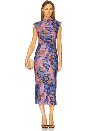 Cleobella Vestido midi carrie en color azul, morado talla L en - Blue,Purple. Talla L (también en M, S, XL, XS).