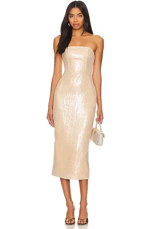 Milly Vestido midi kait en color oro metálico talla 0 en - Metallic Gold. Talla 0 (también en 2, 4).