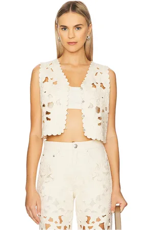 RAG&BONE Coralie floral cutout vest en color crema talla L en - Cream. Talla L (también en M, S, XS).
