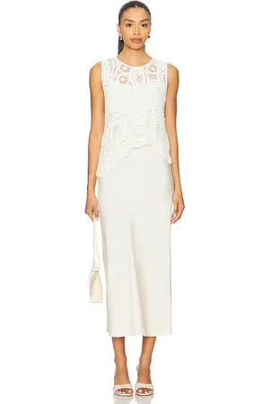 ASTR Vestido midi martina en color white,cream talla L en - White,Cream. Talla L (también en M, S, XL, XS).