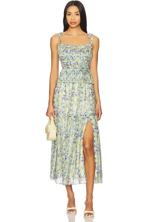 ASTR Vestido midi ethelind en color blue,yellow talla L en - Blue,Yellow. Talla L (también en M, S, XL, XS