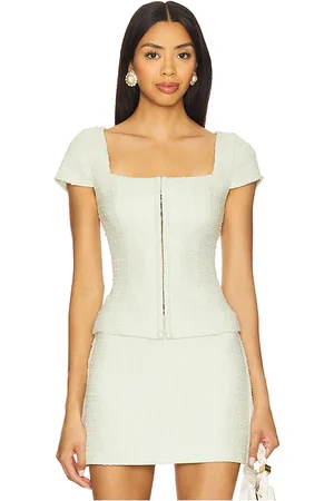 Amanda Uprichard Short sleeve antonia top en color talla L en - Mint. Talla L (también en M, S, XL, XS).