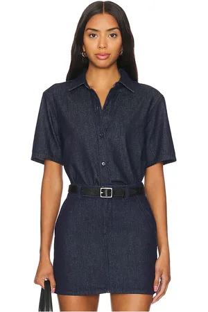 THEORY Camisa boxy short sleeve en color azul talla L en - Blue. Talla L (también en XL).