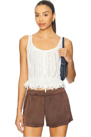 Free People Camiseta tirantes encaje alana en color ivory talla L en - Ivory. Talla L (también en M, S, XL, XS).