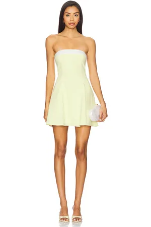 Amanda Uprichard Vestido kerielle en color amarillo limon talla L en - Lemon. Talla L (también en M, S, XL, XS).