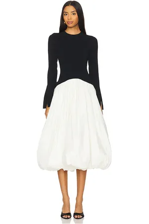 Simkhai Vestido midi con dobladillo abullonado kelie en color negro talla M en - Black. Talla M (también en S, XS).