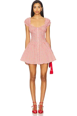 Amanda Uprichard Vestido linella en color rojo talla L en - Red. Talla L (también en M, S, XL, XS).
