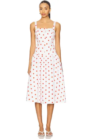 For Love & Lemons Vestido midi red dot en color talla L en - White. Talla L (también en M, S, XL, XS).