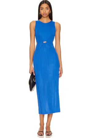 Minkpink Vestido midi raya en color azul talla L en - Blue. Talla L (también en XS).