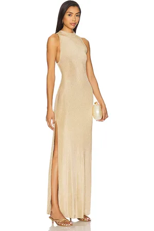 SER.O.YA Vestido largo de punto metalizado henne en color oro metálico talla L en - Metallic Gold. Talla L (también en M, S, XS).