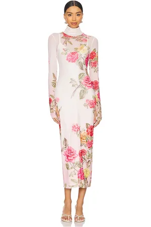 AFRM Vestido midi shailene en color rosado talla M en - Pink. Talla M (también en S).