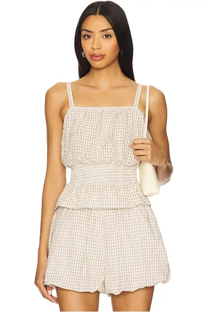 BLANK NYC Gingham top en color beige talla L en - Beige. Talla L (también en M).
