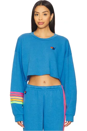 AVIATOR NATION Suéter corto de cuello redondo rugby stitch relaxed en color azul talla L en - Blue. Talla L (también en M