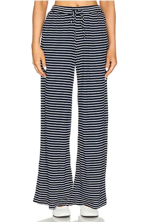 MONROW Pantalón pierna ancha stripe en color azul marino talla L en - Navy. Talla L (también en M, S, XS, XXS).