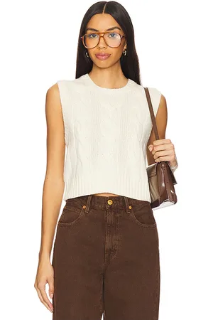Ralph Lauren Suéter corto con un diseño trenzado de cashmere de lana en color crema talla M en - Cream. Talla M