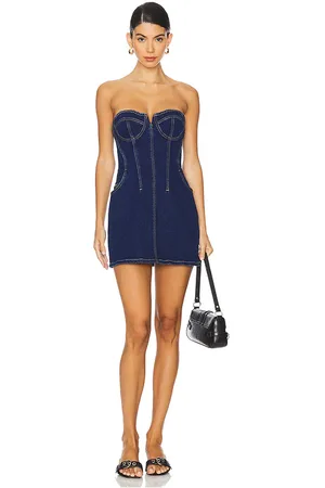 Karina Grimaldi Minivestido emilia denim en color denim-dark talla M en - Denim-Dark. Talla M (también en S, XS).