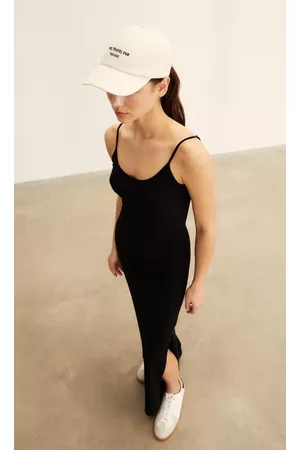 Stradivarius Mujer Ajustados y entubados - Vestido Largo Ajustado Tirantes Negro