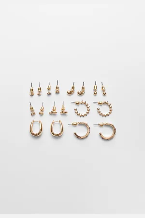 Stradivarius Set 9 pendientes brillos OS