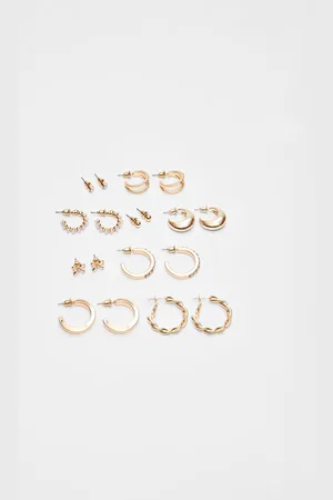 Stradivarius Set 9 pendientes lazo y perlas OS