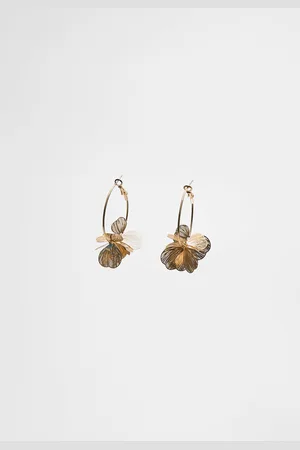 Stradivarius Pendiente aro flor OS