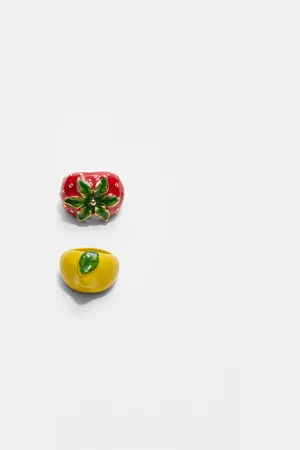 Stradivarius Set 2 anillos frutas OS