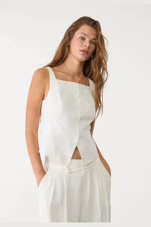 Stradivarius Chaleco medio lazada con lino 24