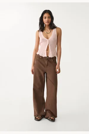 Stradivarius Top punto calado botones 32