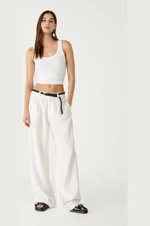 Stradivarius Pantalón con lino cinturón 26