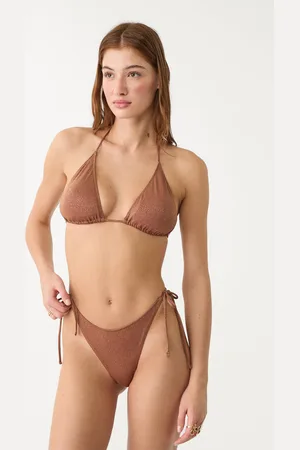 Stradivarius Top bikini triangular hilo metalizado XS