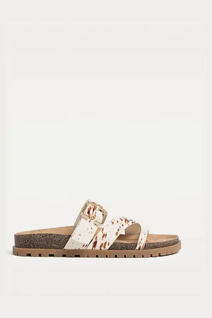 Stradivarius Sandalias planas piel efecto pelo 24½