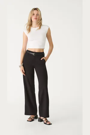 Stradivarius Pantalón fluido recto vestir cinturón 30