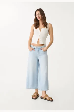 Stradivarius Jeans culotte fluido cinturón 32