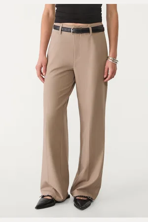 Stradivarius Pantalón fluido recto vestir cinturón 34