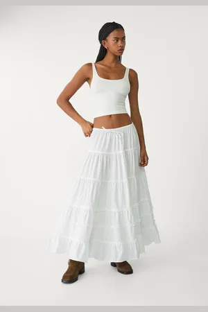 Stradivarius Falda larga volantes 32