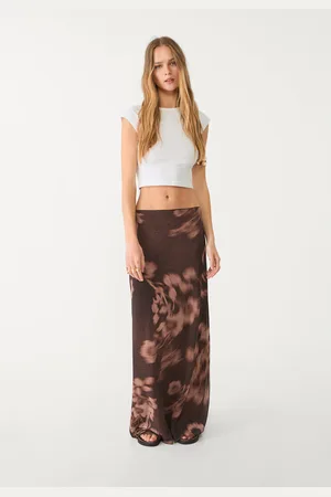 Stradivarius Falda midi tul estampado 24