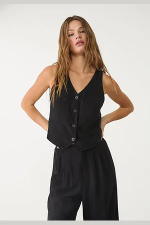 Stradivarius Chaleco botones con lino 24