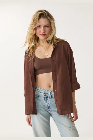Stradivarius Camisa con lino 32
